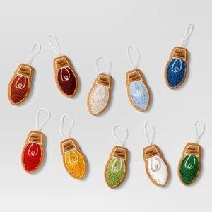NWT - 10pc Fabric String Light Bulb Christmas Tree Ornament Set
